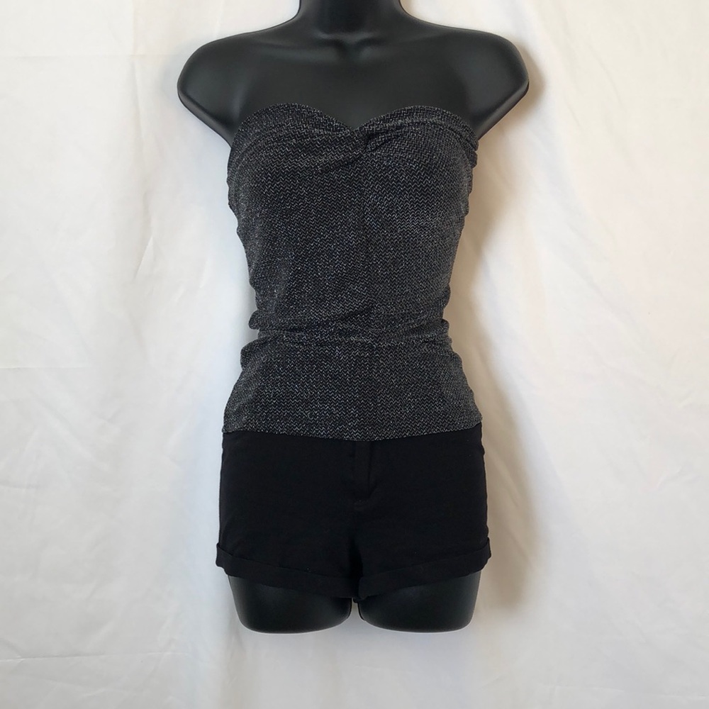 Black Tube Top with Silver Sparkles